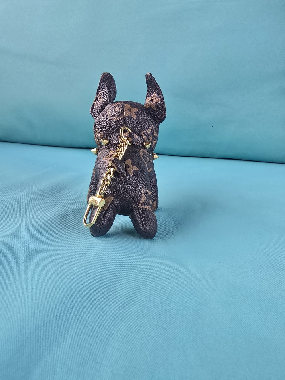 Studded Collar Dog Bag Charm - Brown - Picture 6 of 6